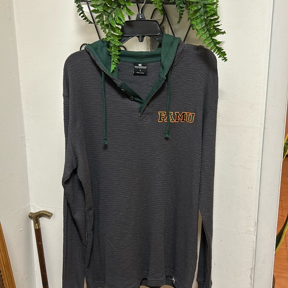 NWT FAMU Rattlers Colosseum Dujour Ralgan Long Sleeve Henley Hoodie T-shirt